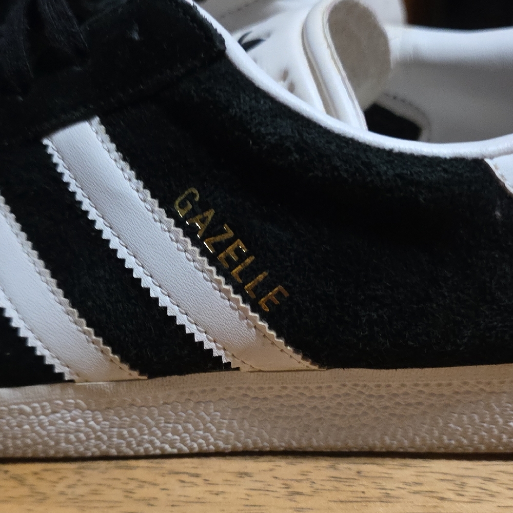 Adidas Black and White Gazelle Sneakers Classic Suede Design